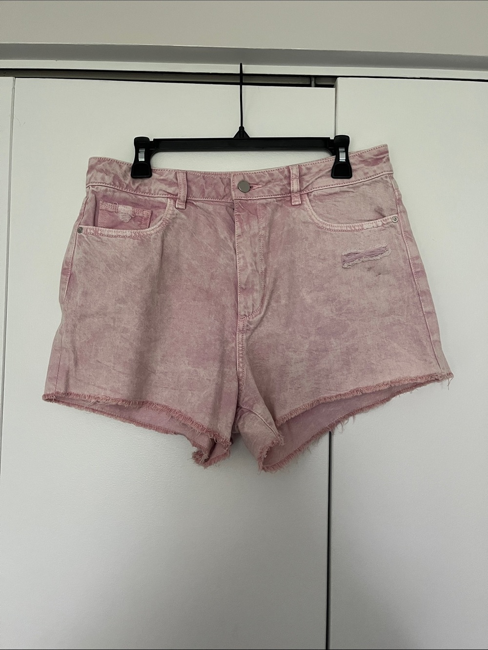 DL1961 Washed Pink High-Rise Denim Cutoff Shorts